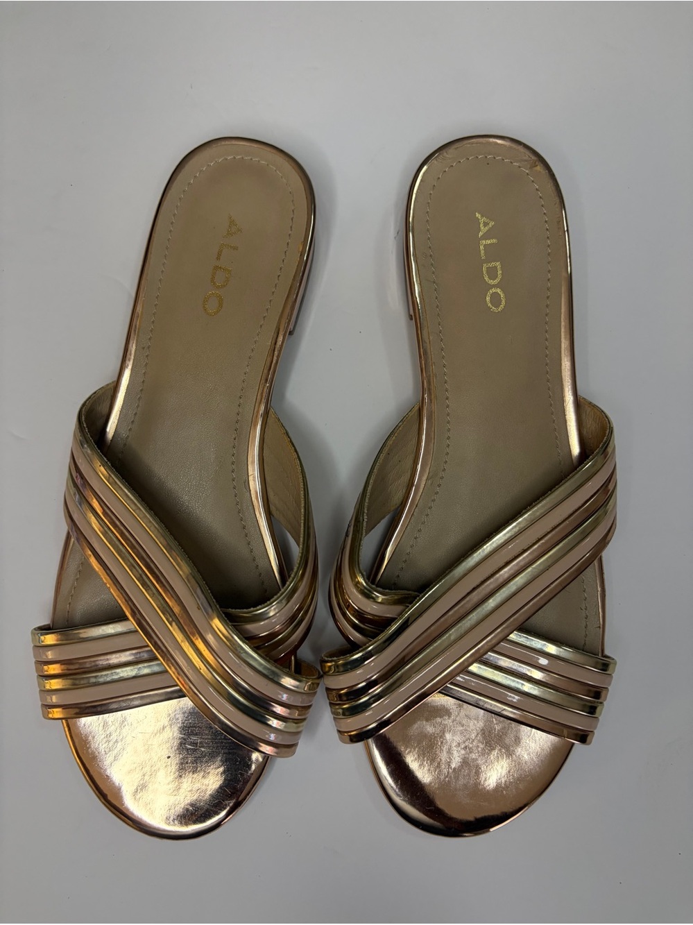 ALDO Rose Gold Slide Sandals for Women Size 6